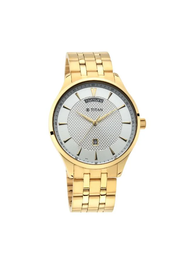 تيتان Men Analog Display Watch With Gold Stainless Steel Strap - 90127YM01