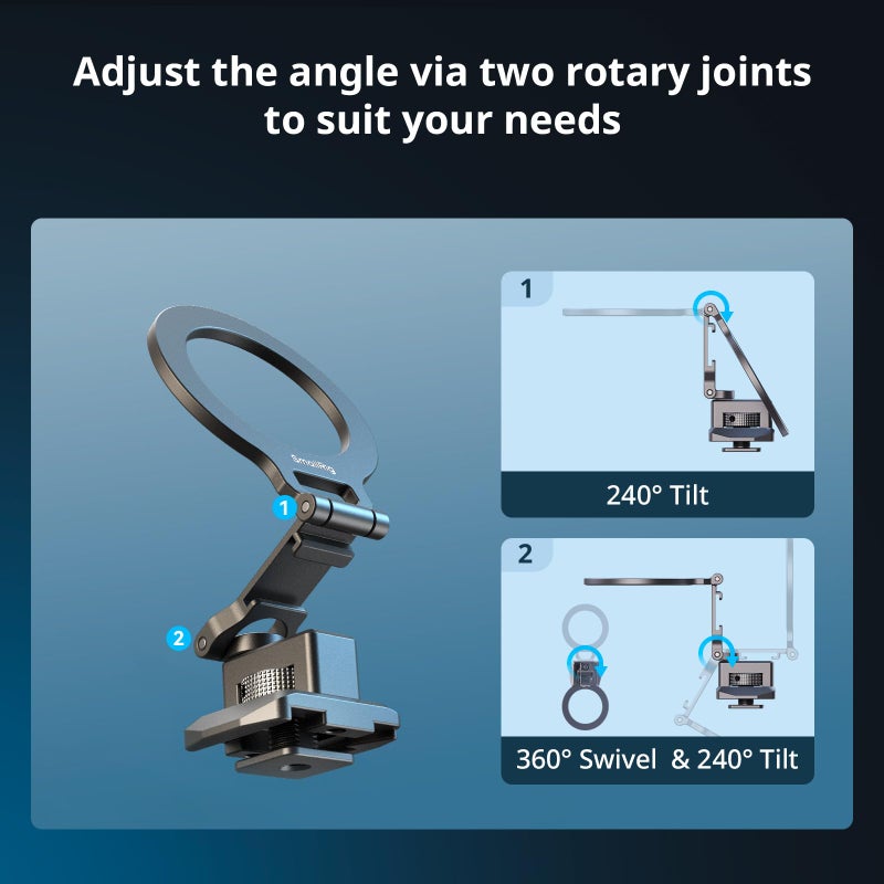 SMALLRIG حامل هاتف معدني SMALLRIG مع قاعدة متوافقة مع معيار Arca، متوافق مع DJI RS 4 Mini، دعم للهواتف الذكية مع قاعدة باردة، حامل ثلاثي القوائم للهاتف لجهاز iPhone 17/16/15 وغيرها - 5339 - Image 4