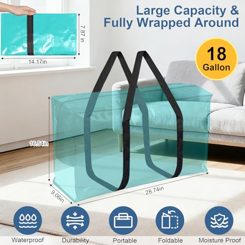 Besslly 3Pcs Extra Large Heavy Duty Moving Bags with Reinforced Zippers Handles 67L Waterproof Storage Tote Bag Bins Alternative to Box Moving Supplies Space Saving for Travel College Dorm Essentials Multi - Image 3