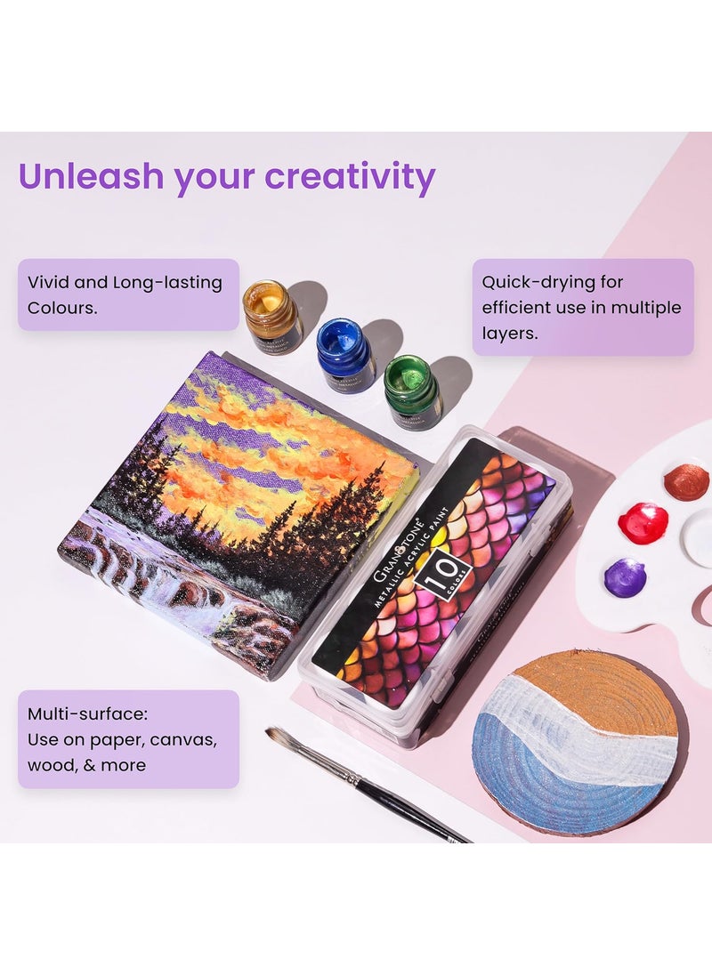 Granotone - GRANOTONE Venezia Metallica Colors Kit - 10 Vibrant Water-Based, Non-Toxic Shades with Shimmering Effect, 15ml Each - Perfect for Artists & Crafters - Image 1