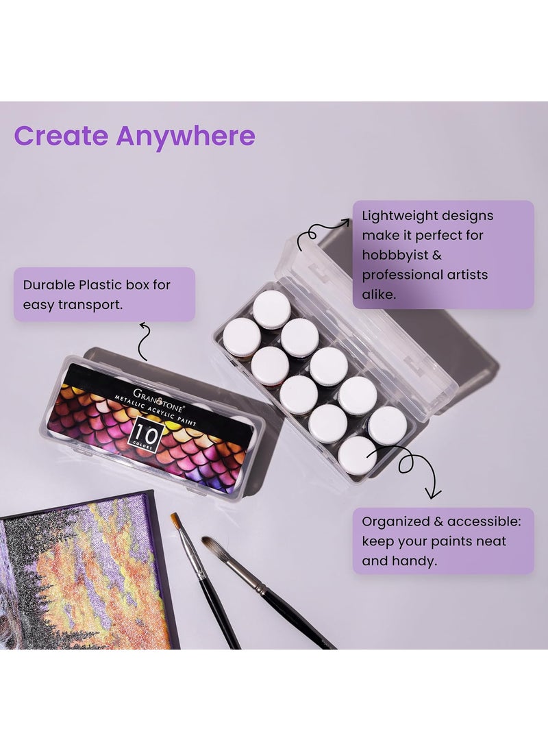 Granotone - GRANOTONE Venezia Metallica Colors Kit - 10 Vibrant Water-Based, Non-Toxic Shades with Shimmering Effect, 15ml Each - Perfect for Artists & Crafters - Image 1
