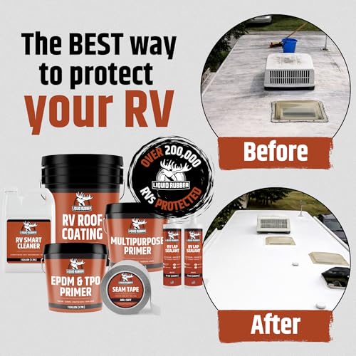 Liquid Rubber RV Roof Coating Solar Reflective Waterproof Trailer Repair Kit Includes: RV Sealer 1 Quart, Seam Tape - 4"x12.5', 1 Tube RV Lap Sealant - Image 2