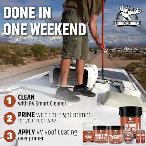 Liquid Rubber RV Roof Coating Solar Reflective Waterproof Trailer Repair Kit Includes: RV Sealer 1 Quart, Seam Tape - 4"x12.5', 1 Tube RV Lap Sealant - Image 5