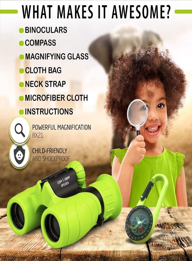 Promora Binoculars for Kids - Perfect Toy for Little Boys and Girls - Extensive Set Incl. Magnifying Glass & Compass - Powerful Magnification 8X21 - 3 to 12 Year Old Kids for Toddler - Image 3