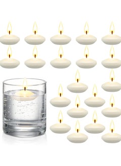 24 Pcs 1.5 Inch Small Unscented Floating Candles for Wedding Centerpieces Floating Pool Candles Round Burning Candle Decor for Pool Bathtub Dinner Party Valentine's Day Decorations(White)