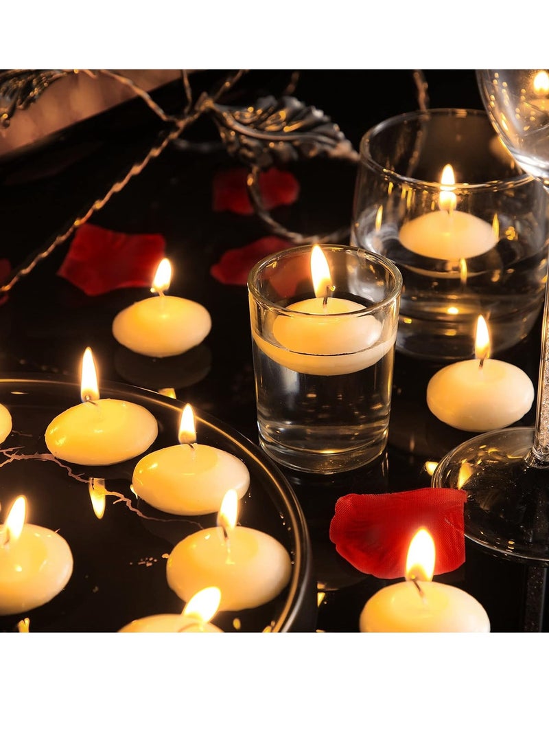 Generic - 24 Pcs 1.5 Inch Small Unscented Floating Candles for Wedding Centerpieces Floating Pool Candles Round Burning Candle Decor for Pool Bathtub Dinner Party Valentine's Day Decorations(White) - Image 1