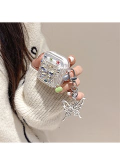 Niche Advanced Three-Dimensional Colored Diamond Butterfly Suitable For Airpods4/3 Headphone Protective Case 2pro 3rd Generation Trendy Internet Celebrum-Color:Epoxy Three-dimensional Colored Diamond Butterfly Headphone Cover Shell + Pendant-Applicable Models:For Apple Airpods 4