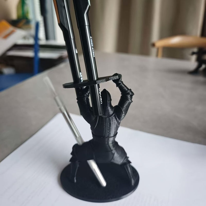 Black Medieval Samurai Pen Holder With Shield And Arrows Desktop Decor Gift - Image 5