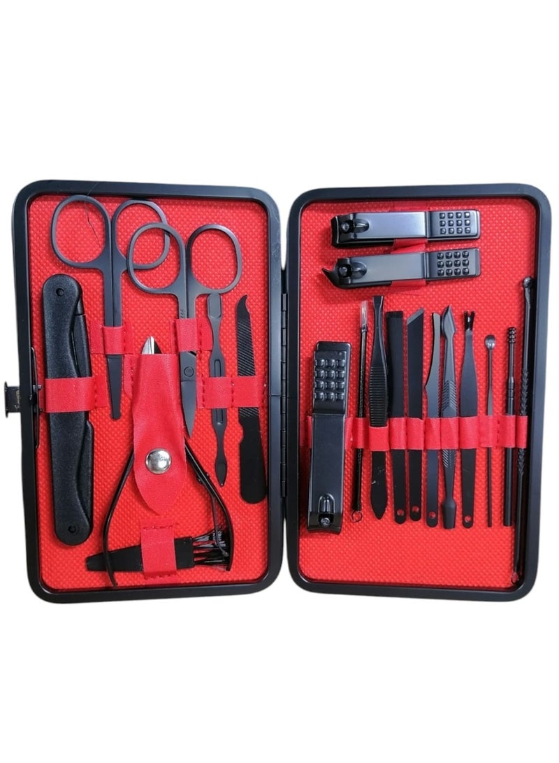20-Piece Stainless Steel Manicure and Pedicure Nail Clipper Set Suitable for Manicure and Pedicure at Home and Travel Black - Image 1