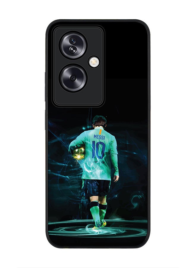 Stylizedd Rugged Black Edge Case for Oppo A79 5G, Slim fit Soft Case Flexible Rubber Edges Anti Drop TPU Gel Thin Cover - Golden Messi - Image 1