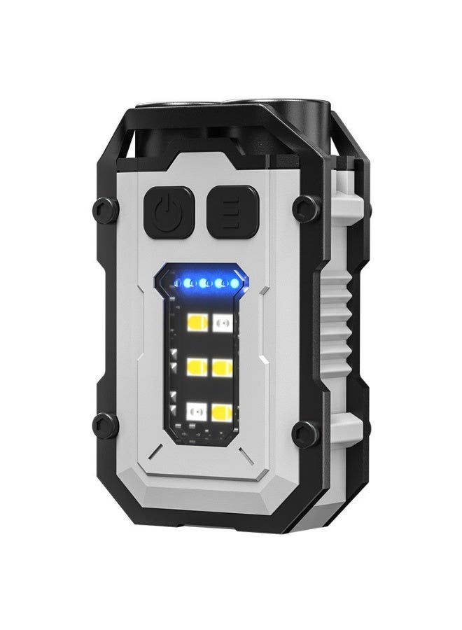 ماركة غير محددة فلاش ضوئي صغير قوي، مصباح EDC LED صغير وقوي، مع ضوء فلاش أحمر وأزرق، فلاشات محمولة تعمل بشحن USB C لحملها في حقيبة المفاتيح للتخييم والمشي في الطبيعة والطوارئ 