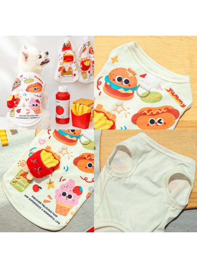 Dog Vest Burger and Fries Cute Cartoon Style Breathable Shirt for Pets Size M - Image 4