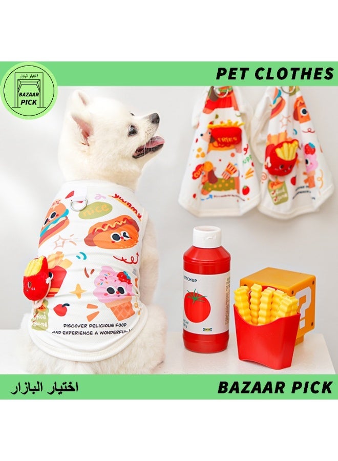 سترة كلاب برجر وبطاطس قميص كرتوني لطيف مريح للحيوانات الأليفة مقاس M - Image 3