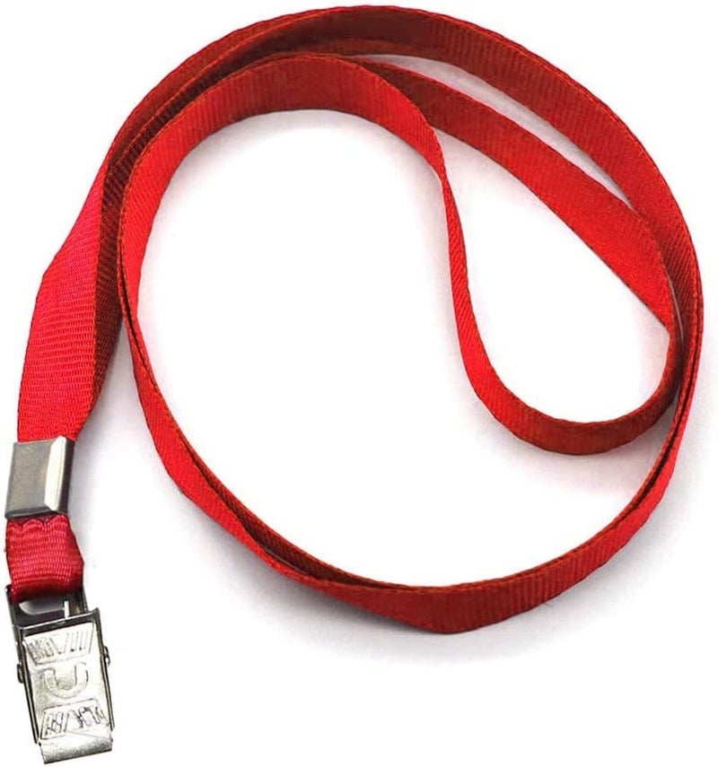 Beebel Red Lanyards 100 Pack Nylon Flat Badge Lanyard Bulldog Clip for Id Badge Name Tag (Red, 100 Pack) - Image 3