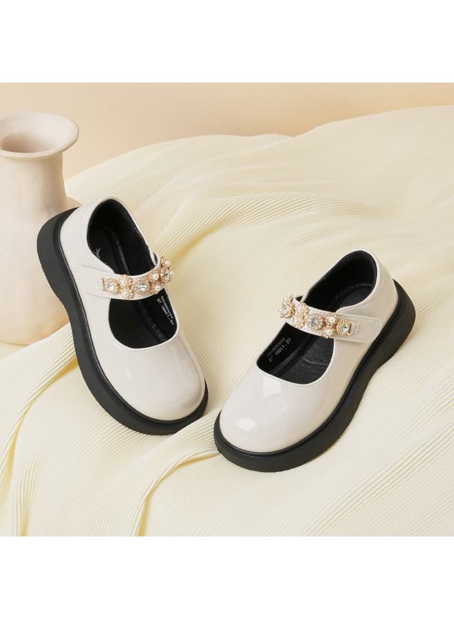 Red Dragonfly Kids Spring Summer Girls Single Shoes Children's Princess Soft Sole British Style Leather Shoes Q53bd003 Beige Size 37 - Image 3
