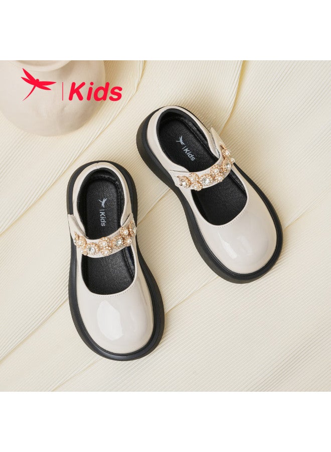 Red Dragonfly Kids Spring Summer Girls Single Shoes Children's Princess Soft Sole British Style Leather Shoes Q53bd003 Beige Size 37 - Image 1
