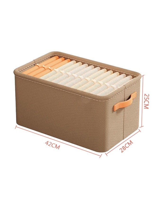Generic 4PCS Foldable Closet Storage Box with Handle, Collapsible Fabric Storage Cubes Organizer, Stackable Storage Bins Closet Organizers For Organizing Clothing, Sheets, Toys, Books (Khaki)  - Image 2