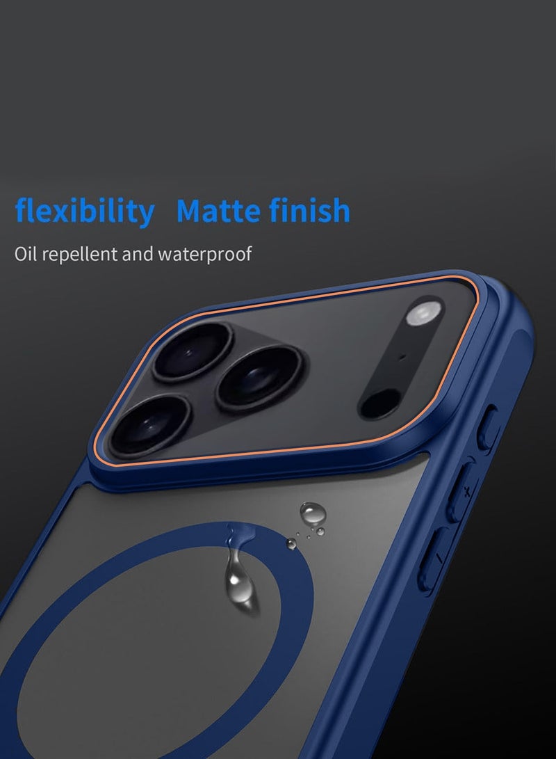 Wtech Apple iPhone 17 Pro 5G 2025 Hybrid Matte Translucent Back Cover Shockproof Hard PC Strong Magnetic Adsorption Case Cover (MCMPMN) - Navy Blue - Image 5