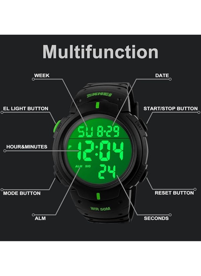 SKMEI - SKMEI 1068 Multifunction Sport Watch For Men Black-Green - Image 1