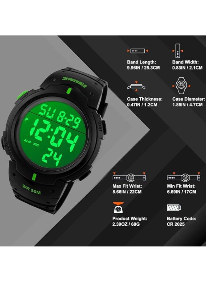 SKMEI - SKMEI 1068 Multifunction Sport Watch For Men Black-Green - Image 1
