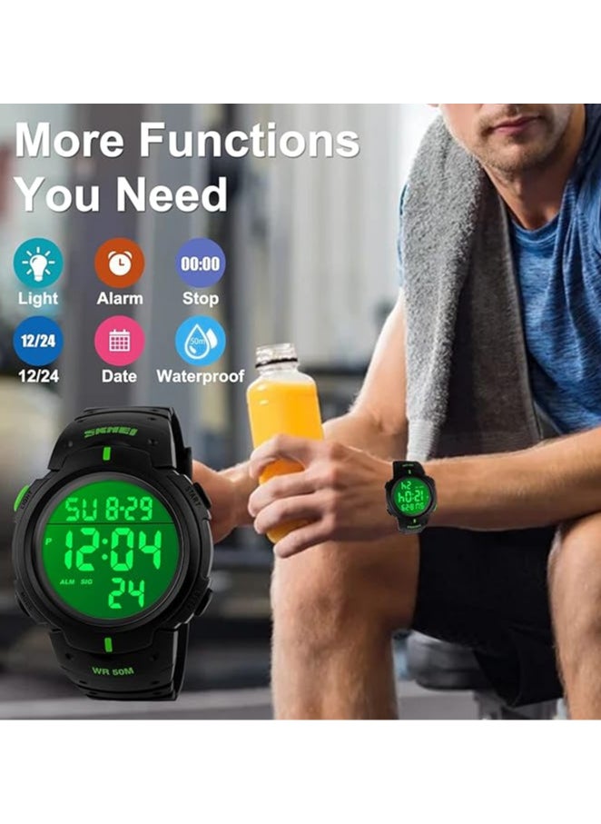 SKMEI - SKMEI 1068 Multifunction Sport Watch For Men Black-Green - Image 1