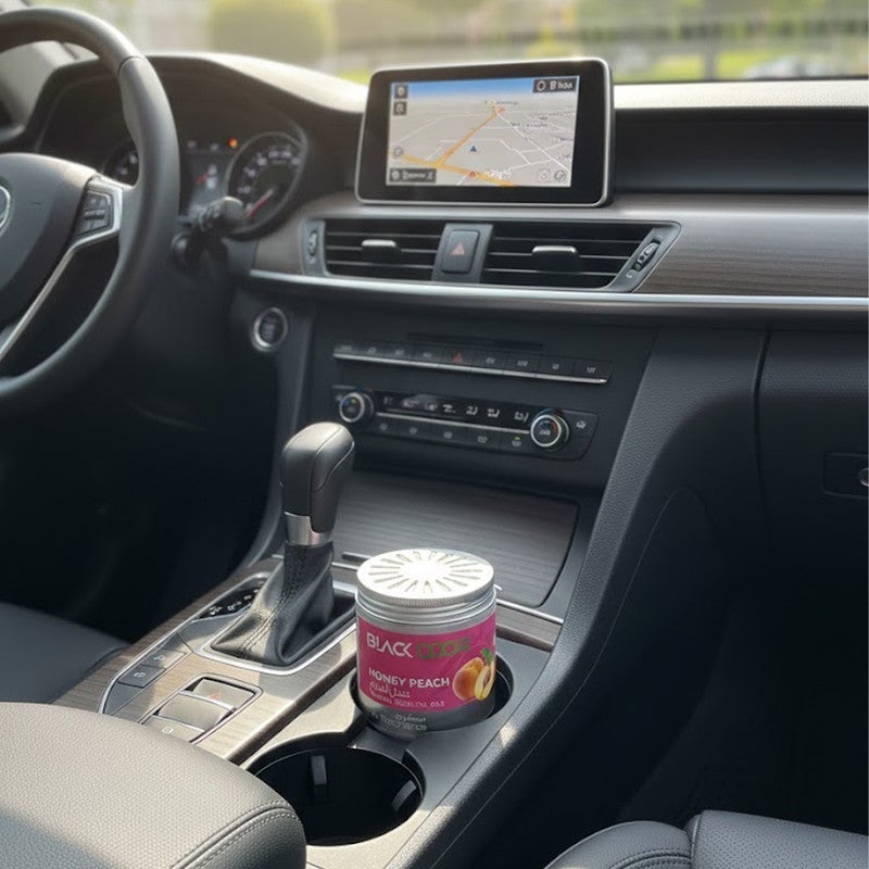 Black Odor Honey Peach Car Air Freshener - Natural Essential Oil Scented Gel for Vehicle, Home & Office - Long Lasting Odor Eliminator, Non-Toxic, Spill-Proof Fragrance Jar for Dashboard & Cup Holder - Premium Interior Deodorizer (Single Pack) - Image 2