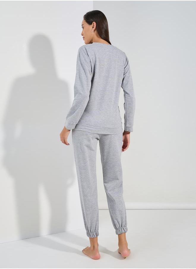 Styli - Official Slogan Long Sleeves Top & Joggers Lounge Set - Image 1