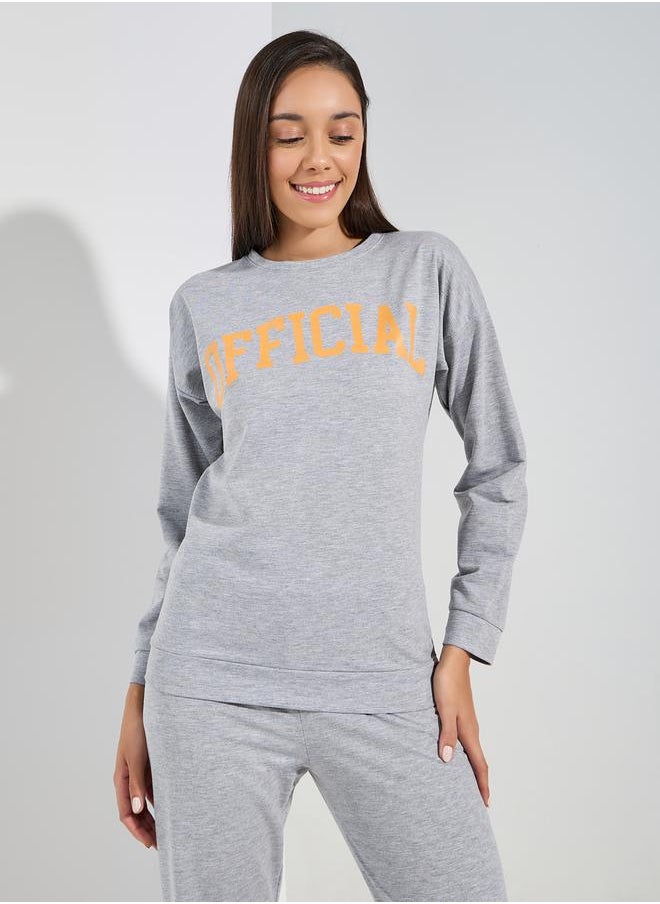 Styli - Official Slogan Long Sleeves Top & Joggers Lounge Set - Image 1