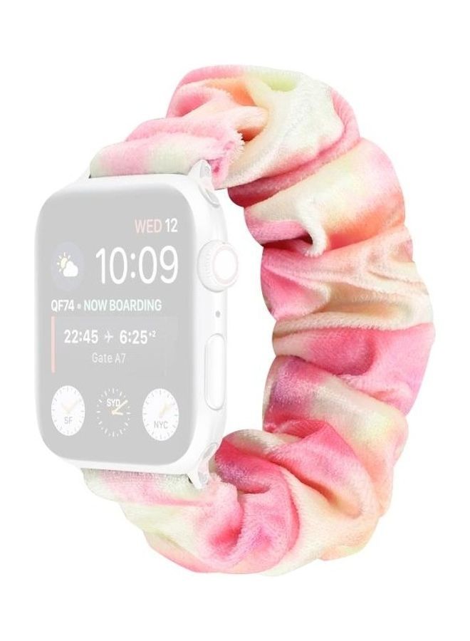 NIBEMINENT Flannel Hair Ring Replacement Watchband For Apple Watch Series 7 41mm/6 & SE 5 4 40mm/3 2 1 38mm Multicolour - Image 1