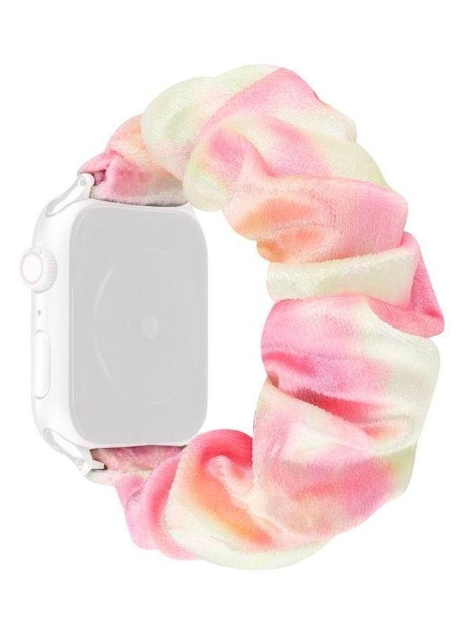 NIBEMINENT Flannel Hair Ring Replacement Watchband For Apple Watch Series 7 41mm/6 & SE 5 4 40mm/3 2 1 38mm Multicolour - Image 4