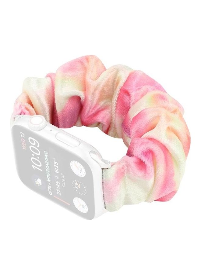 NIBEMINENT Flannel Hair Ring Replacement Watchband For Apple Watch Series 7 41mm/6 & SE 5 4 40mm/3 2 1 38mm Multicolour - Image 3