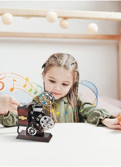 GROIC Retro Film Movie Projector, Projector Figurine Statue Music Multifunctional Designed Jewelry Music Box with Mirror for Birthday Home Decor  - Image 5