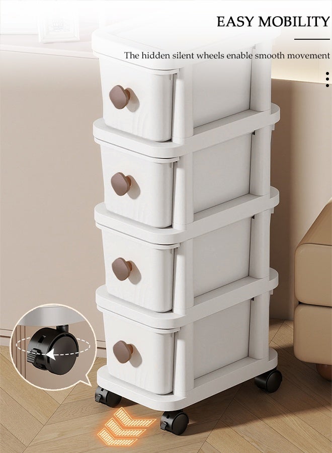 DUNISO 5-Tier Narrow Storage Cabinet with Movable Wheels Can Brake, Drawer Storage Cabinet Slim Plastic Organizer for Bathroom,Kitchen, Laundry, Ideal for Small Spaces - Image 3