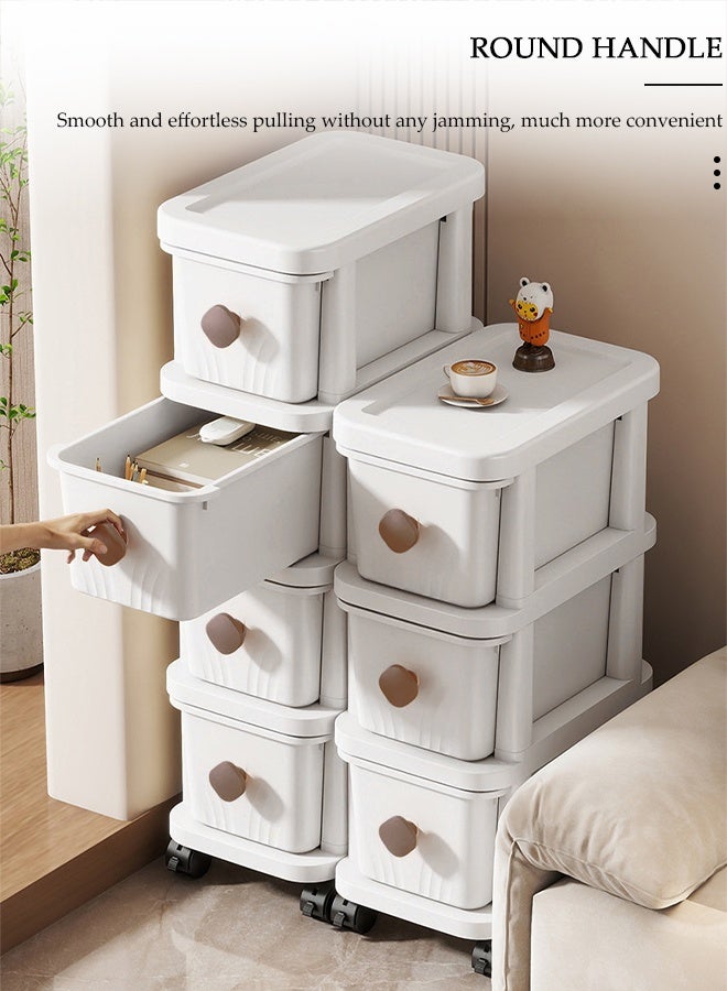 DUNISO 5-Tier Narrow Storage Cabinet with Movable Wheels Can Brake, Drawer Storage Cabinet Slim Plastic Organizer for Bathroom,Kitchen, Laundry, Ideal for Small Spaces - Image 5