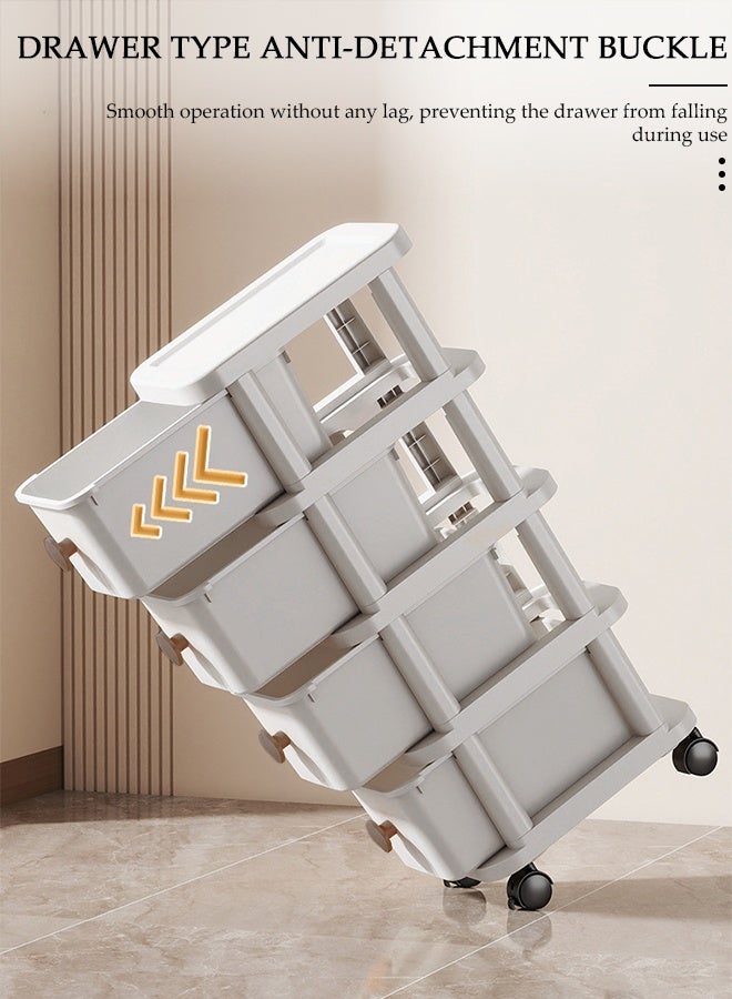 DUNISO 5-Tier Narrow Storage Cabinet with Movable Wheels Can Brake, Drawer Storage Cabinet Slim Plastic Organizer for Bathroom,Kitchen, Laundry, Ideal for Small Spaces - Image 4