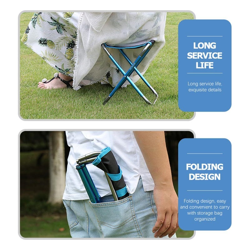 Blue Lightweight Folding Stool Portable Outdoor Seat for Camping Fishing Beach Travel BBQ - Image 5
