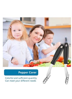 NIBEMINENT Pepper Corer, Stainless Steel Chili Corer Remover kitchen Tool with Serrated Slice and Rubber Handle Easily Seed or off Vegetables tops for Barbecue Roasting Peppers  - Image 3