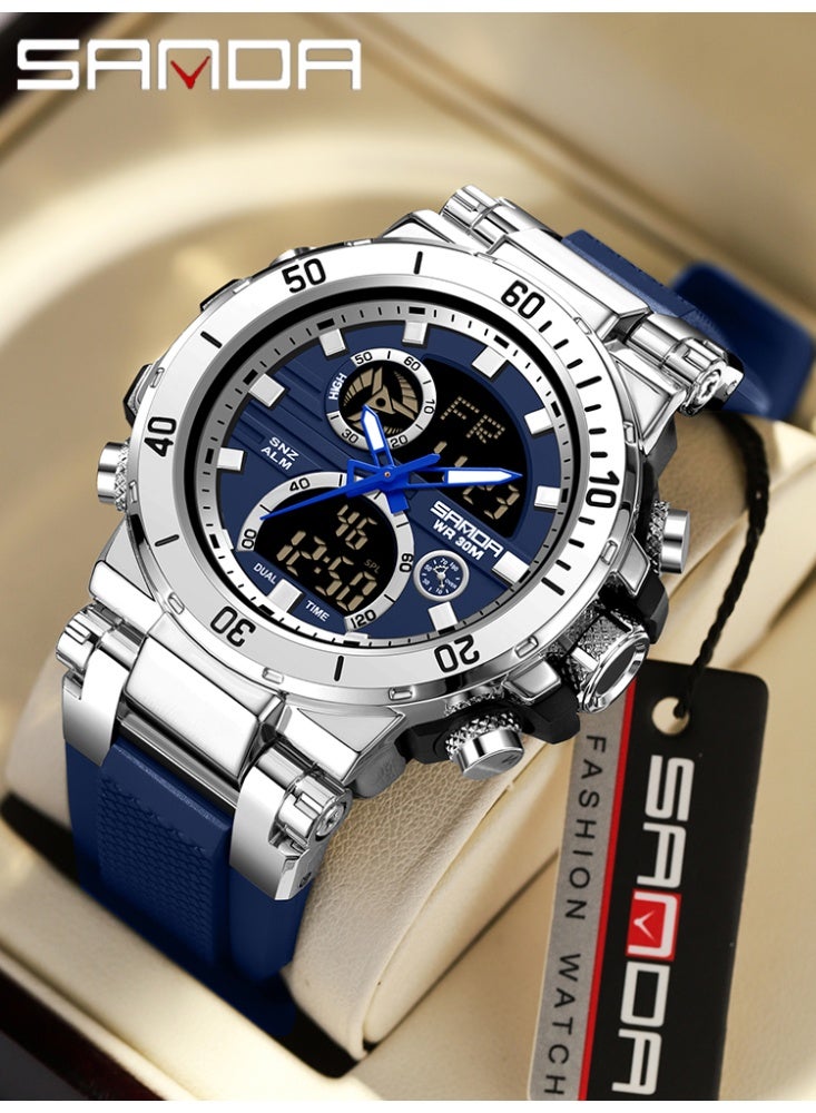 Sanda Fashion Brand Luxury 6175 New Men's Sports Multifunctional Electronic Watch LED Waterproof Dual Display Clock Men's Watch - Image 1