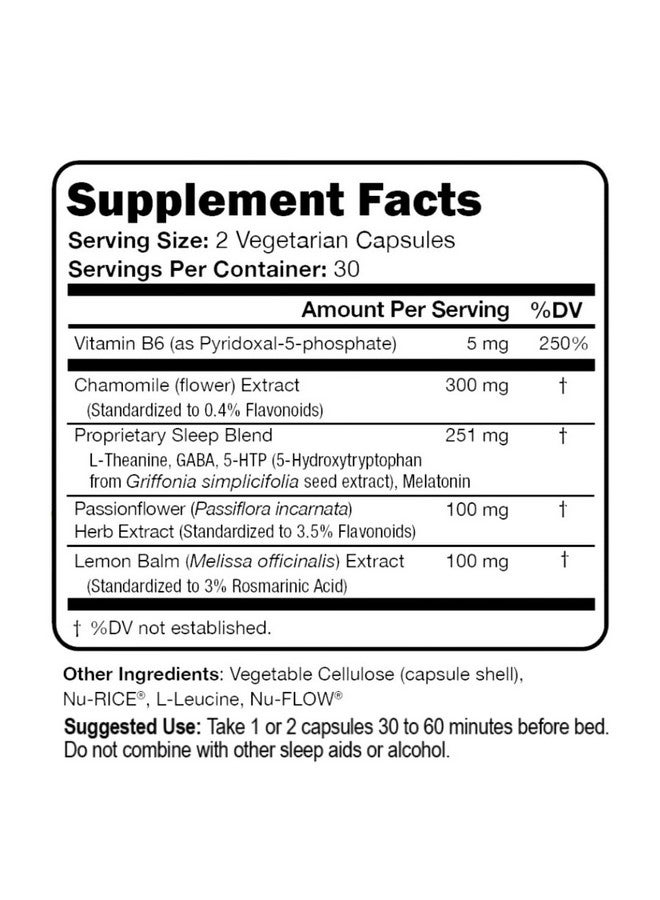 Script Essentials Suzy Cohen Sleep Script with Melatonin - Botanical Sleep and Relaxation Formula for Adults for Mood, Stress and Sleep, Contains 5-HTP, L-theanine, Passionflower, Lemon Balm and GABA 60 Capsules. - Image 2