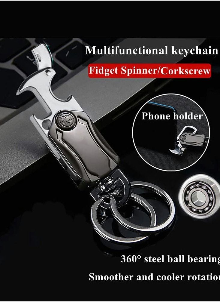 Excefore - Multifunction Heavy Duty Keychain, Mobile phone holder, Fidget Spinner, Bottle Opener, Carabiner Car Key Chains for Men and Women - Image 1