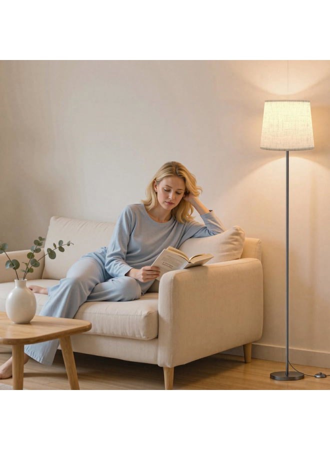 SIBRILLE Floor Lamp with Linen Shade - 62" Dimmable LED Standing Lamp with Remote Control, 9W E26 Bulb Included, 3000-6000K, Modern Floor Reading Light for Bedroom Living Room Office Corner, Black - Image 5