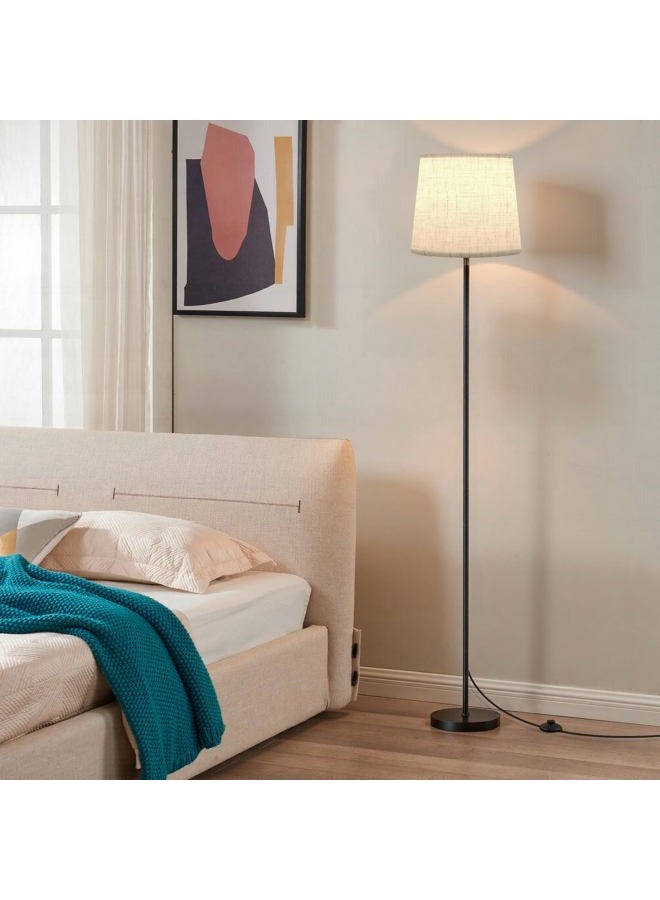 SIBRILLE Floor Lamp with Linen Shade - 62" Dimmable LED Standing Lamp with Remote Control, 9W E26 Bulb Included, 3000-6000K, Modern Floor Reading Light for Bedroom Living Room Office Corner, Black - Image 3