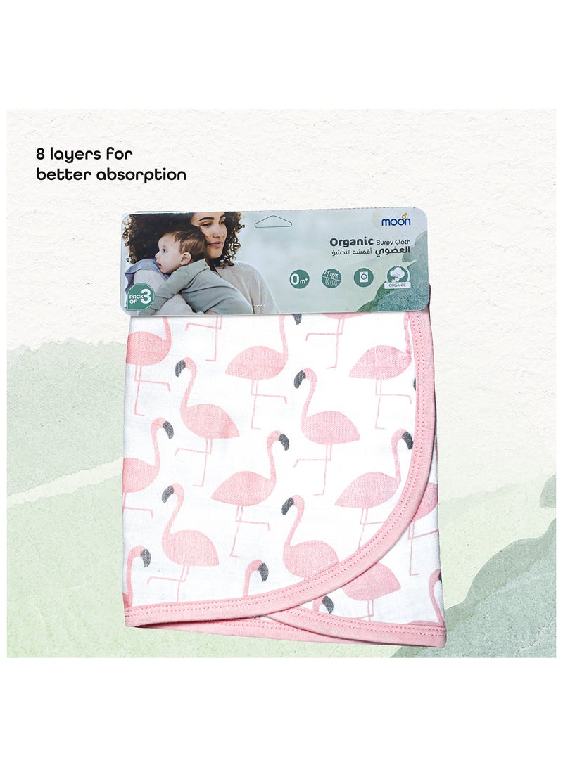 Moon Pack Of 3 Organic Burpy Cloth 8 Layer - Image 2