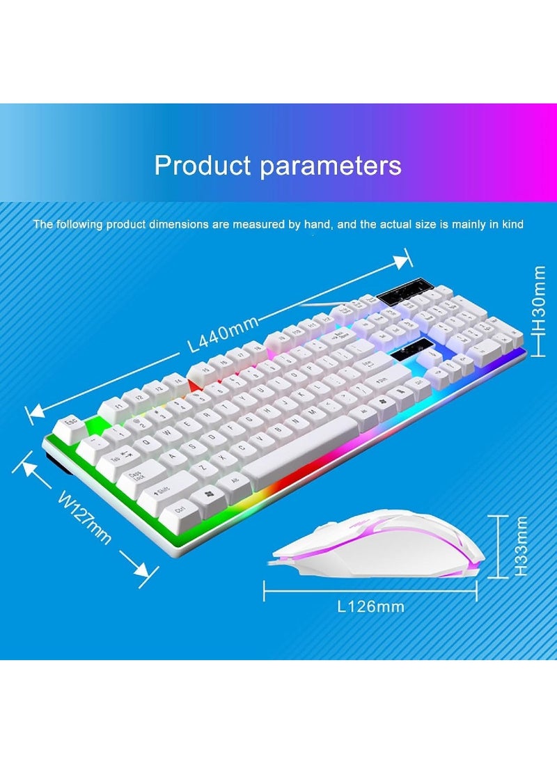 جي21 طقم لوحة مفاتيح ألعاب بإضاءة LED مع ماوس وماوس باد طراز G21WT أبيض  - Image 5