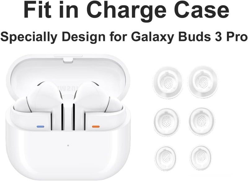 JNSA Replacement for Galaxy Buds 3 Pro Ear Tip, Earbuds Tips Silicone Ear Tips for Galaxy Buds 3 Pro, Earbuds Eartips Medium Size 3 Pairs,White 913w M - Image 2