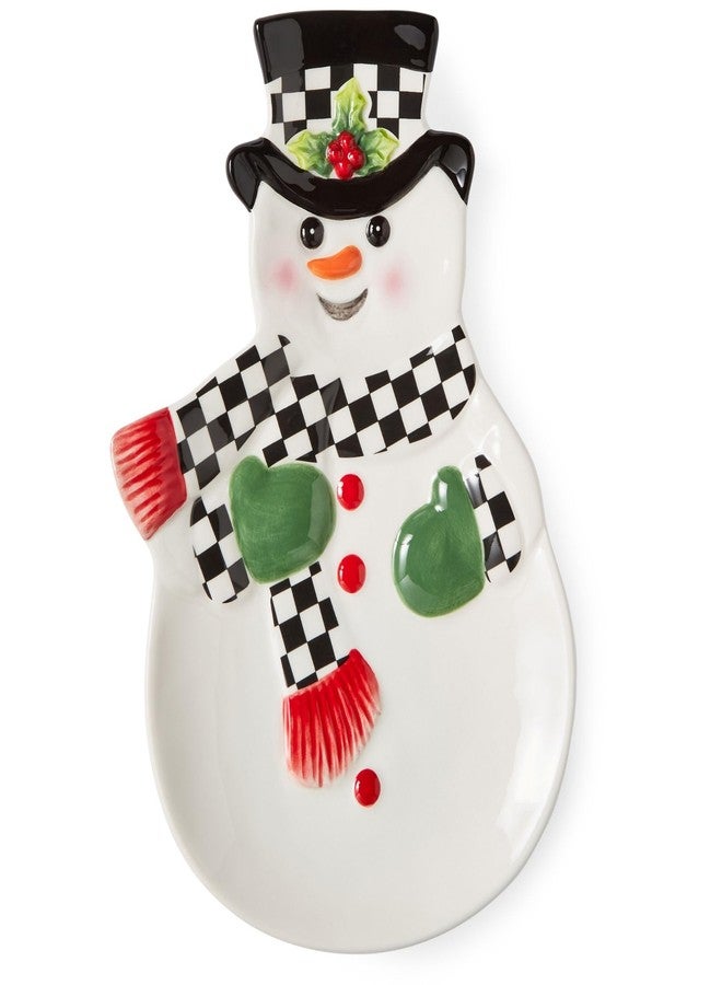 Spode Christmas Tree Snowman Dish, Dolomite Plate - Collectible Christmas Tableware, Ceramic Serveware & Party Plate for Holiday Celebrations - Dishwasher & Microwave Safe - Image 1