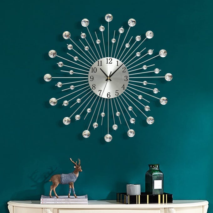 LARGE METAL DECORATIVE WALL CLOCKS SILENT NONTICKINGBLING SHINING MODERN ART CLOCK HOME DECORATIVE BIG WALL CLOCKS FOR LIVING ROOM BEDROOM DINING ROOM DECORDIA 197 INCH