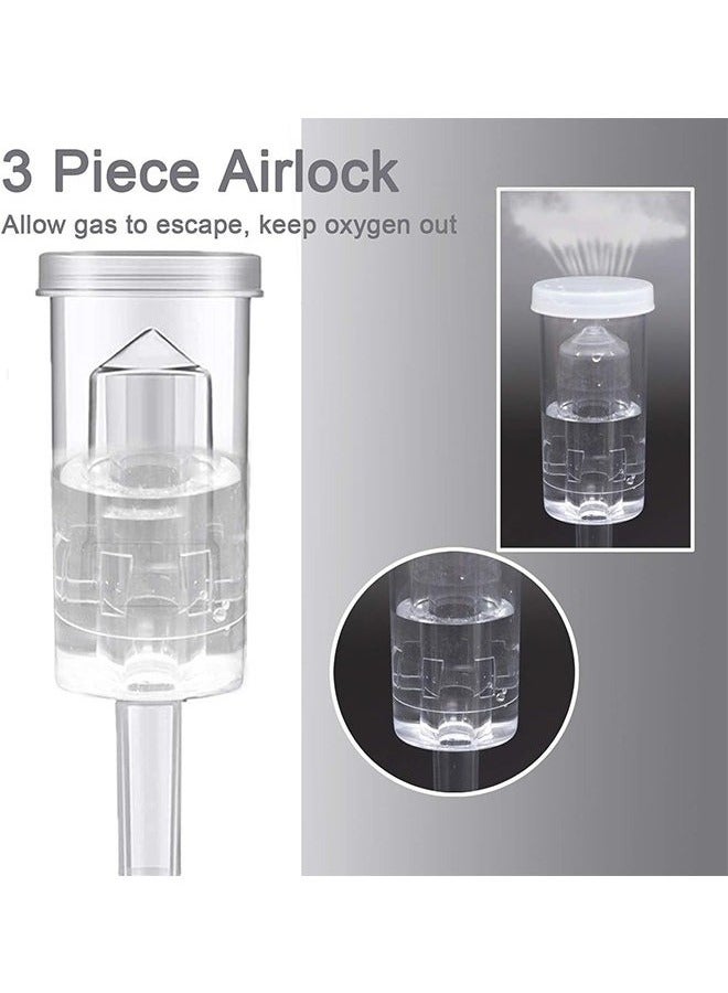 يا إلهي 3-قطعة Airlock عبوة 2 مع 2-#6 سدادة و 2 حلقات ، مجموعة تخمير Kombucha التخمير ، Carboy Airlock FDA ترقية الشفافية - Image 5
