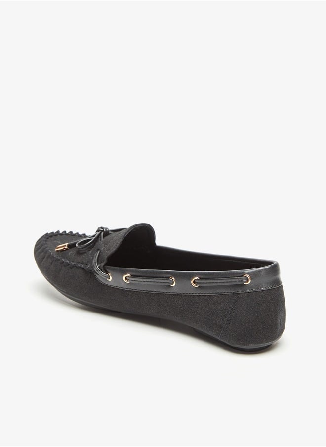 Le Confort - Women Suede Slip-On Mocassins with Bow Detail - Image 1
