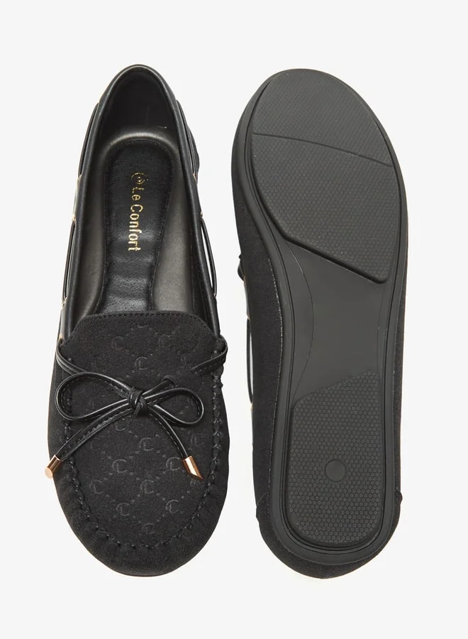 Le Confort Women Suede Slip-On Mocassins with Bow Detail